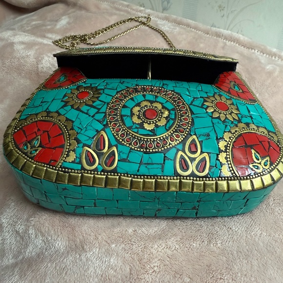 Turquoise and Red Mosaic Women Bag - Picture 10 of 16